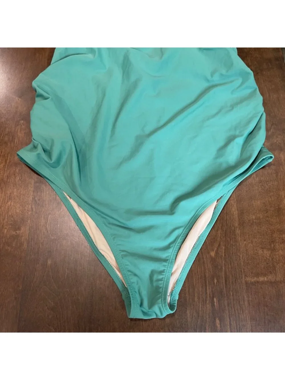 Cupshe Ruched Side Maternity One Piece Swimsuit Women's Size XL Green Cross Back